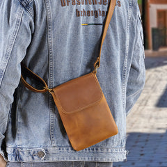 Genuine Leather Cell Phone Crossbody Bag - iwalletsmen