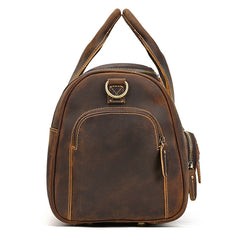 Brown Weekend Bag Small Leather Weekender Bag for Men Long Weekend Shoulder Bag - iwalletsmen