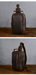 Brown Leather Sling Bag for Men 