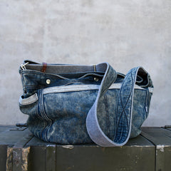 Vintage Blue Denim Messenger Bag - lifestyle - iwalletsmen