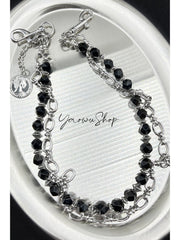 Beaded Wallet Chain Womens White Stone Wallet Chain Double Wallet Chain - iChainWallets