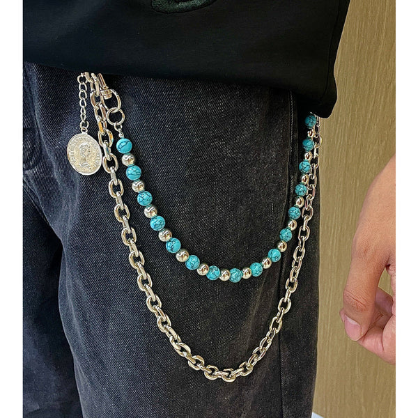 Blue Turquoise Beaded Wallet Chain 