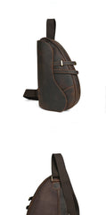 Dark Brown Leather Sling Bag for Men 