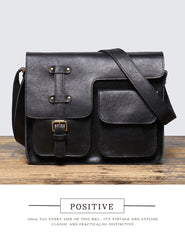 Black Flap Messenger Bag for Men - iwalletsmen