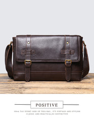 Dark Brown Leather Messenger Bag with Flap Dark Brown  Flap Messenger Bag for Men - iwalletsmen