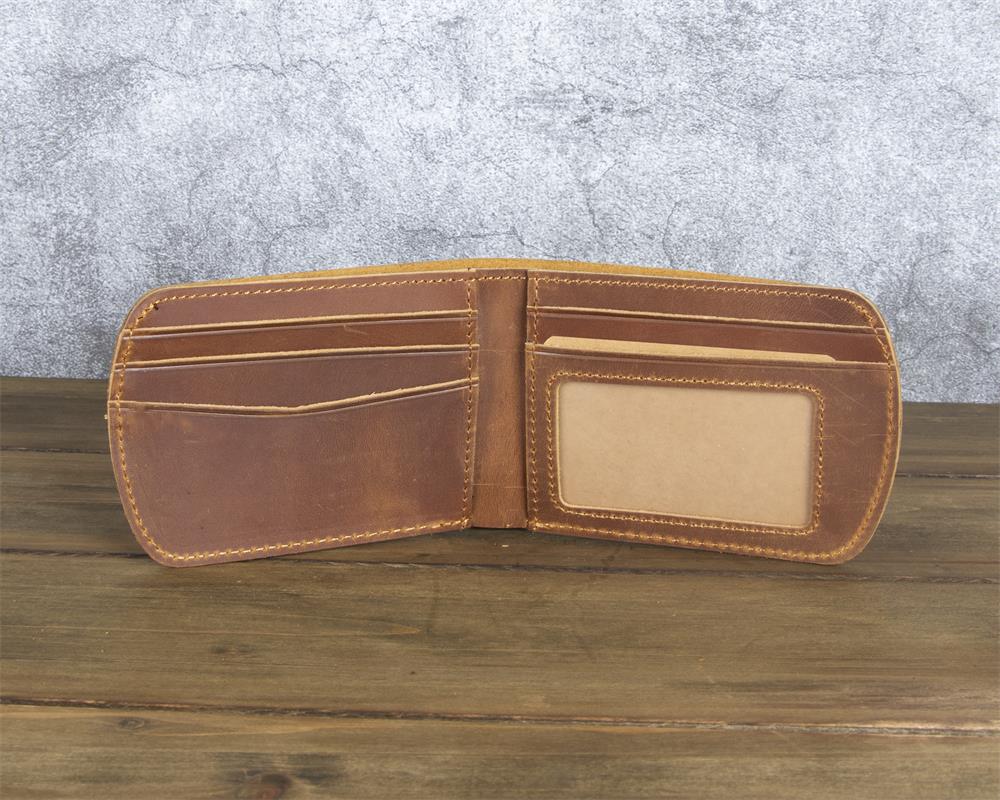Brown Leather ID Billfold Wallet - iwalletsmen