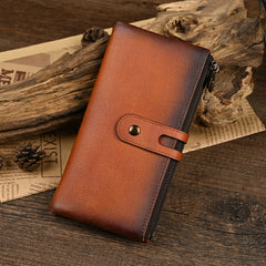 Buckle Mens Wallets That Holds A Lot of Cards Double Zipper Leather Wallet with Buckle for Men - iwalletsmen