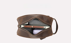 Brown Leather Toiletry Bag Men's Leather Toiletry Bag Full Grain Leather Toiletry Bag - iwalletsmen
