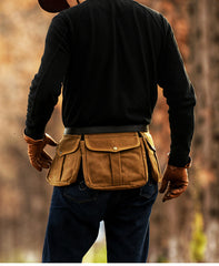 Khaki Canvas Mens Tools Waist Pouches Canvas Tools Pouches Belt for Men