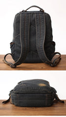 Vintage Denim Blue Mens Backpacks School Backpacks Blue Denim Laptop Backpack For Men