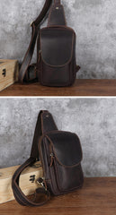 Brown Leather Sling Bag for Men Crossbody Leather Sling Bag Leather Sling Crossbody Bag - iwalletsmen