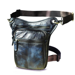 Biker Mens Leather Drop Leg Bag Waist Bag Side Bags Belt Pouch Pack for Men