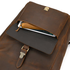 Leather Mens 16 Inches Laptop Backpack - Front View - iwalletsmen