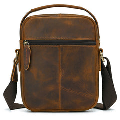 Brown Leather Vertical Crossbody Bag for Men Small Vertical Crossbody Bag - iwalletsmen