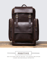 Coffee Large Leather Backpack for 15 inch Laptop Mens Large Leather Backpack - iwalletsmen