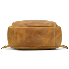 Camel Crazy Horse Leather Backpack Mens Large Tan Leather Backpack for Men - iwalletsmen