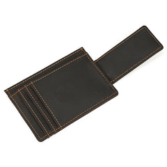 Brown Leather Magnetic Money Clip Wallet Card Holder wallet with Money Clip - iwalletsmen