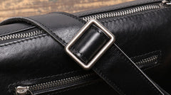 Mens Black Leather Crossbody Bag 