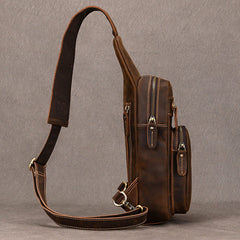 Vintage Brown Leather Sling Bag for Men - iwalletsmen