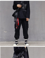 Black&White Paisley Bandana Pants Chain Kerchief Trousers Chain Biker Headscarf Jeans Chain Pants Chain
