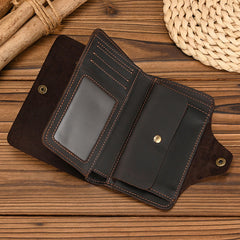 Mens Wallet With Lots of Card Slots Leather Vertical Wallet with Buckle with Coin Pocket - iwalletsmen