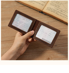 Slim Leather ID Window Wallet Mens Bifold Wallet ID Window Minimalist Wallet with ID Window - iwalletsmen