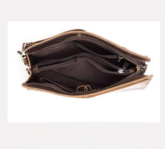 Brown Leather Clutch Wristlet 