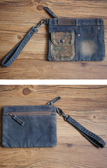 Vintage Denim Black Womens Envelope Bag Clutch Jean Wristlet Bag Hand Bag For Men