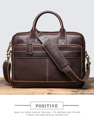 Dark Brown Leather Briefcase for Men - iwalletsmen