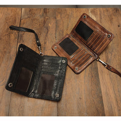 Genuine Leather Mens Chain Biker Wallet Cool Leather Wallet Small Wallets for Men