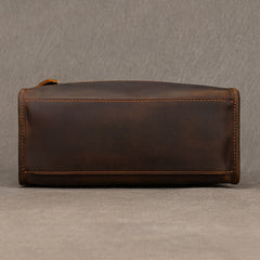 Brown Leather Vertical Briefcase Business Handbag for Men Office Handbag for Men - iwalletsmen