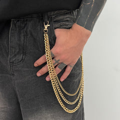 Gold 3 Chains Biker Wallet Chain Triple Wallet Chain Women Pants Chain - iChainWallets