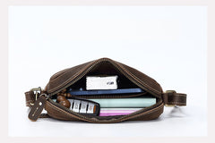 Brown Small Italian Leather Crossbody Bag - iwalletsmen