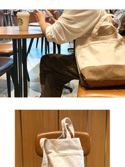 Womens Canvas Tote Bag White&Khaki Canvas Handbag Canvas Tote Bags for Men