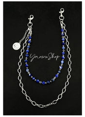 White Turquoise Beaded Wallet Chain Beaded Pants Chain Double Wallet Chain - iChainWallets