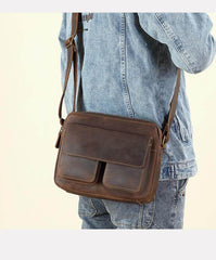 Brown Mens Small Leather Crossbody Bag - iwalletsmen