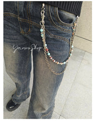 Light Blue Shoushan Stone Ball Wallet Chain Double Wallet Chain - iChainWallets