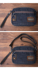 Blue Denim Mens Small Shoulder Bag Clutch bag Denim Small Messenger Bag For Men