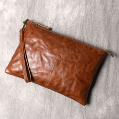 Brown Leather Clutch Bag Men Large Men's Leather Clutch Purse