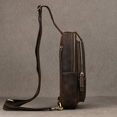 Brown Mens Leather Chest Bag Chest Sling Bag for Men - iwalletsmen