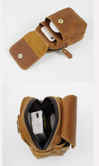 Brown Leather Belts Pouches - iwalletsmen