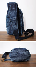 Blue Denim Mens Cool Sling Bag Chest Bag Vintage Denim Sling Bag For Men