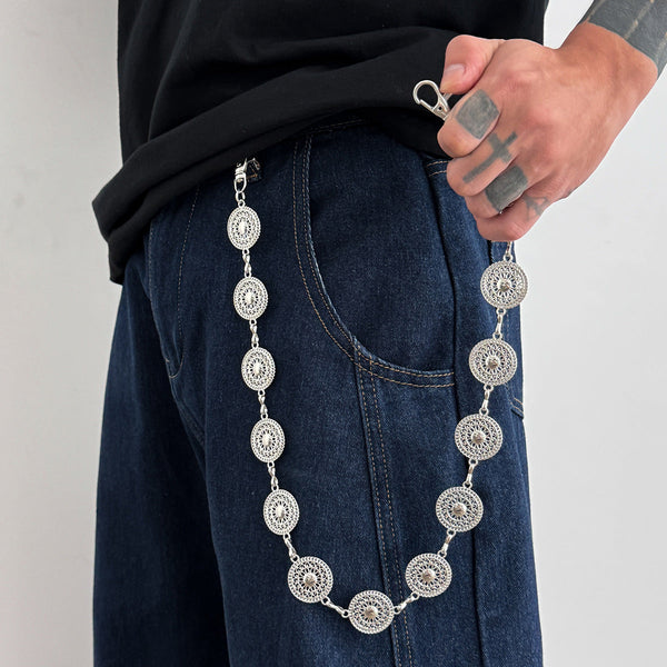 Round Plate Wallet Chain for Women 