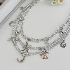 Triple Wallet Chain Star Moon Sun 3 Chains Biker Wallet Chain - iChainWallets