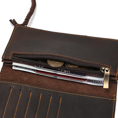 Brown Biker Chain Wallet with Briaded Leather Wallet Chain - iwalletsmen