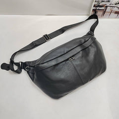 Black Leather Large Sling Backpack - Size Comparison