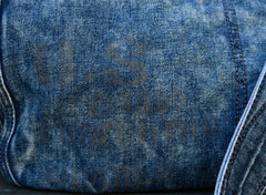 Vintage Blue Denim Messenger Bag - open view - iwalletsmen