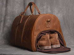 Cool Mens Leather Large Weekender Bag Duffle Bag Vintage Large Travel Bag for Men