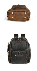 Brown Large Leather 15.6 inches Laptop Backpack for Men 