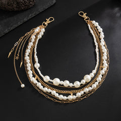 Beaded Wallet Chain Golden Layered Wallet Chain with Tassel - iChainWallets